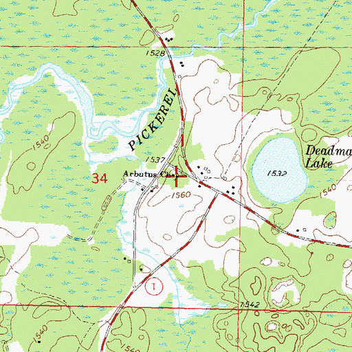 Topographic Map of Arbutus Church, WI