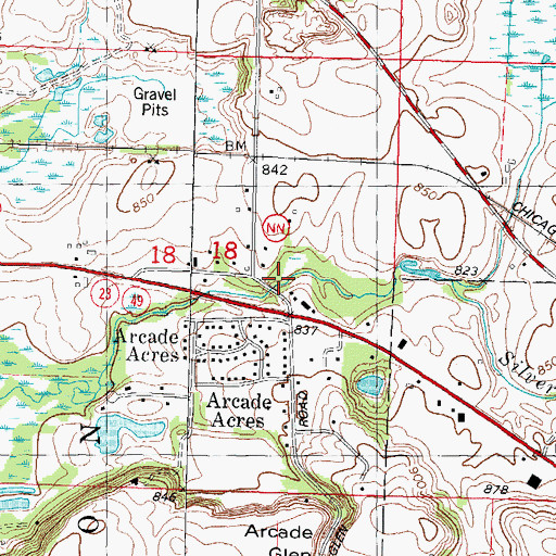 Topographic Map of Arcade Acres, WI