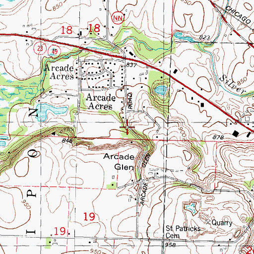 Topographic Map of Arcade Glen, WI