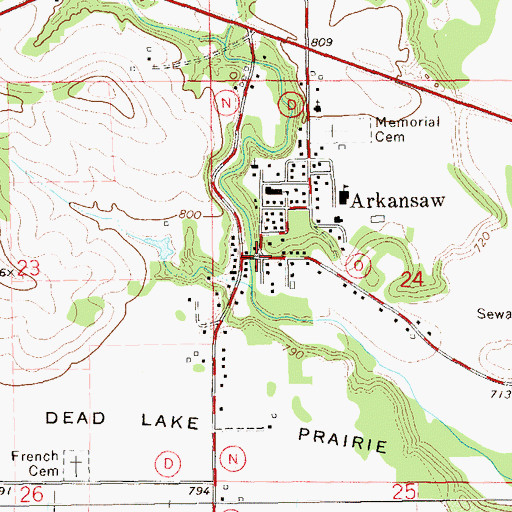 Topographic Map of Arkansaw, WI
