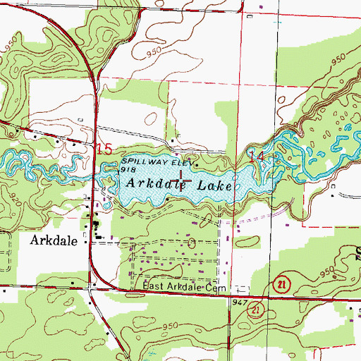 Topographic Map of Arkdale Lake, WI