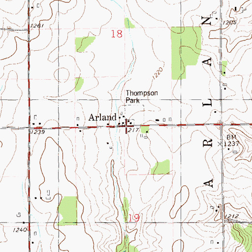 Topographic Map of Arland, WI