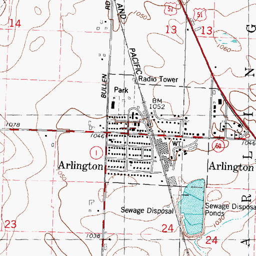 Topographic Map of Arlington, WI
