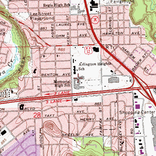Topographic Map of Memorial High School, WI