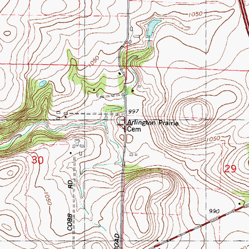Topographic Map of Arlington Prairie Cemetery, WI