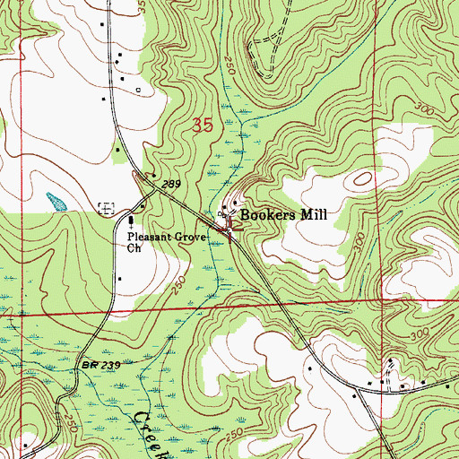 Topographic Map of Bookers Mill, AL