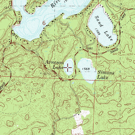 Topographic Map of Arneson Lake, WI