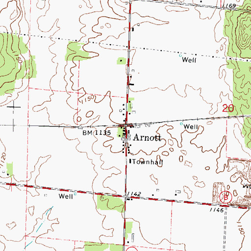 Topographic Map of Arnott, WI