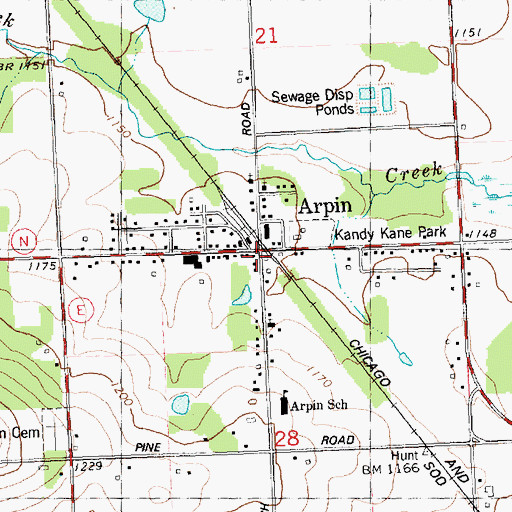 Topographic Map of Arpin, WI