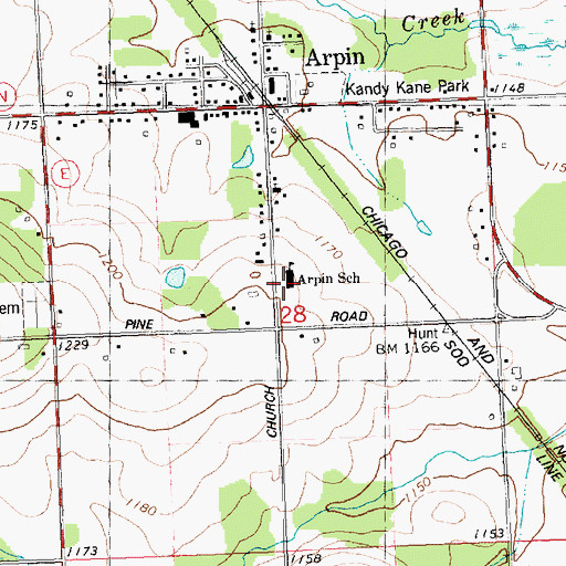 Topographic Map of Arpin School, WI