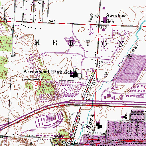 Topographic Map of Arrowhead Union High School - South Campus, WI