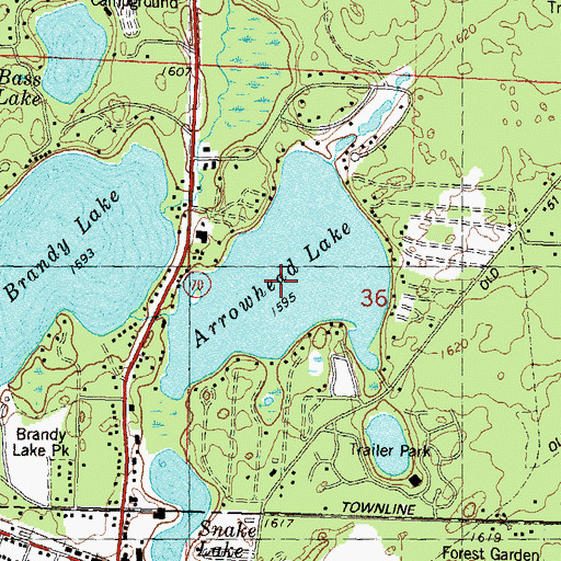 Topographic Map of Arrowhead Lake, WI