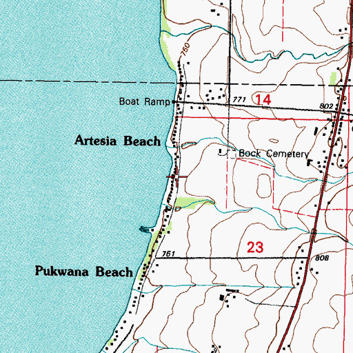Topographic Map of Artesia Beach, WI