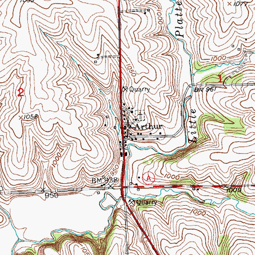 Topographic Map of Arthur, WI