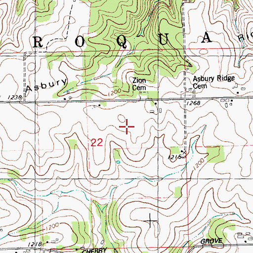 Topographic Map of Asbury Ridge, WI