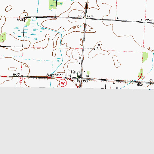 Topographic Map of Ascension Church, WI
