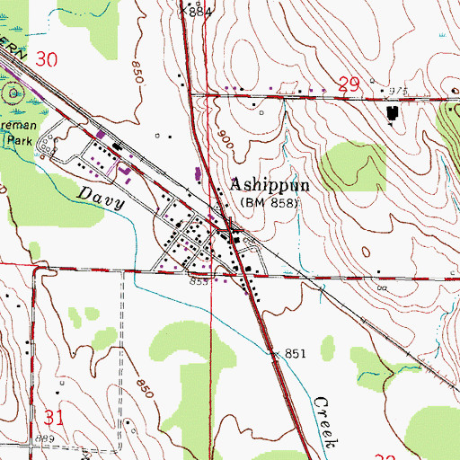 Topographic Map of Ashippun, WI