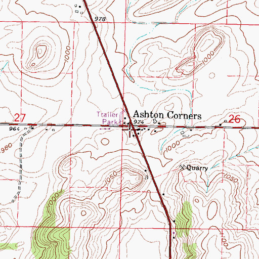 Topographic Map of Ashton Corners, WI