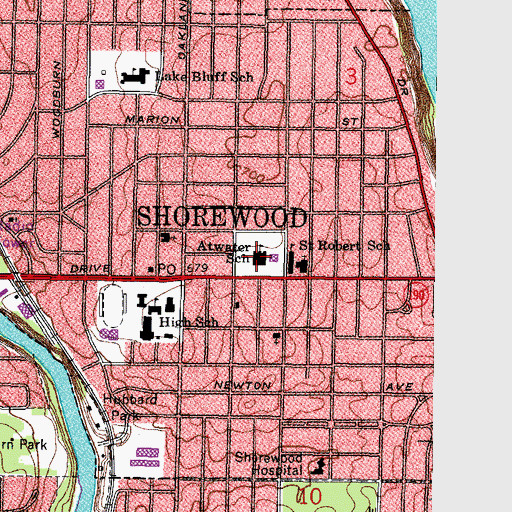 Topographic Map of Atwater Elementary School, WI