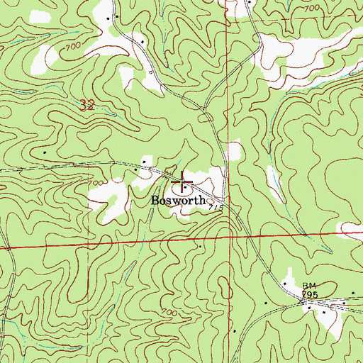 Topographic Map of Bosworth, AL
