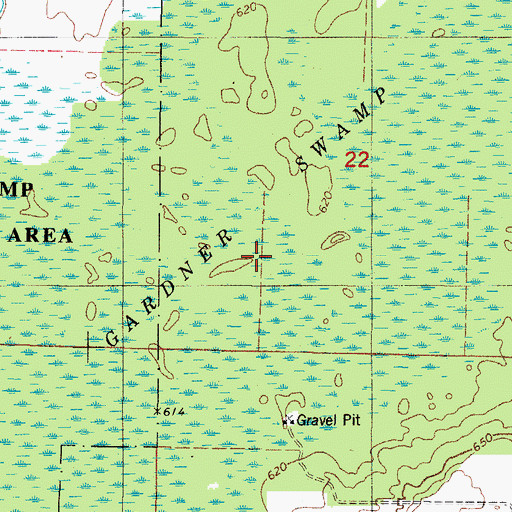 Topographic Map of Gardner Swamp, WI