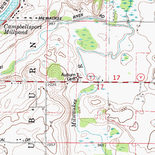 Topographic Map of Auburn Cemetery, WI