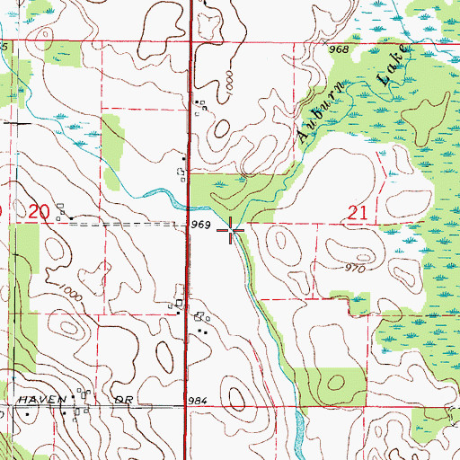 Topographic Map of Auburn Lake Creek, WI