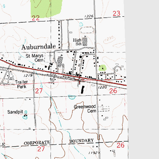 Topographic Map of Auburndale, WI