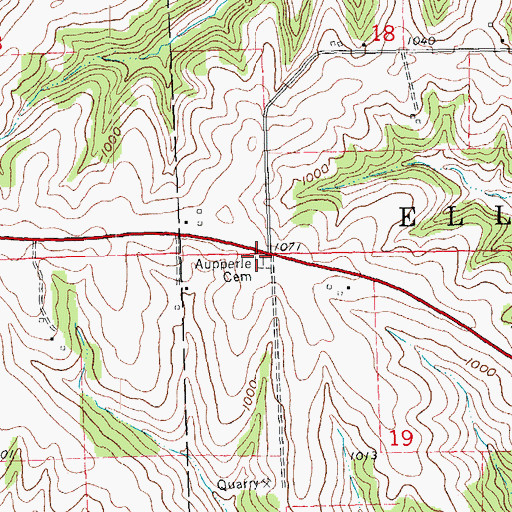 Topographic Map of Aupperle Cemetery, WI