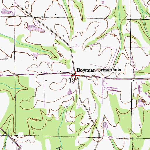 Topographic Map of Bowman Crossroads, AL