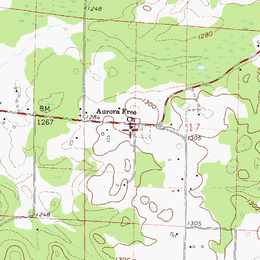 Topographic Map of Aurora Free Church, WI
