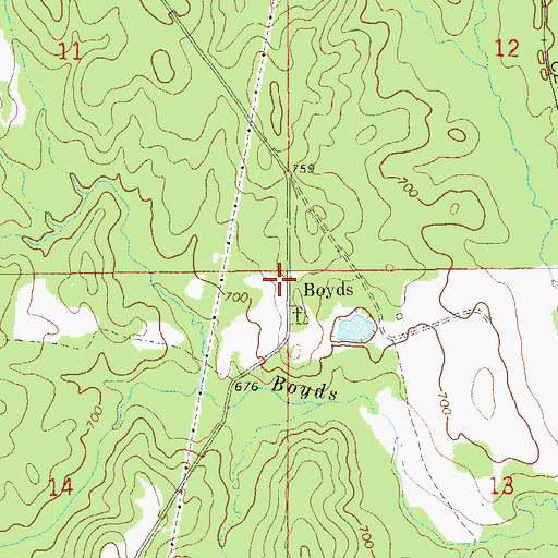 Topographic Map of Boyds, AL