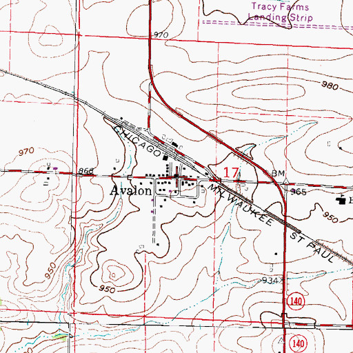 Topographic Map of Avalon, WI