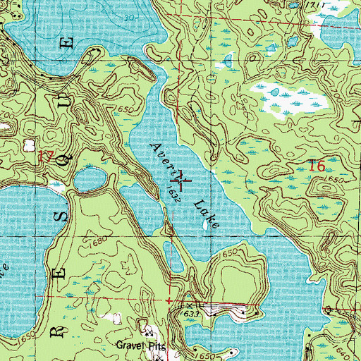 Topographic Map of Averill Lake, WI