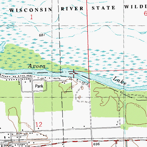 Topographic Map of Avoca Lake, WI