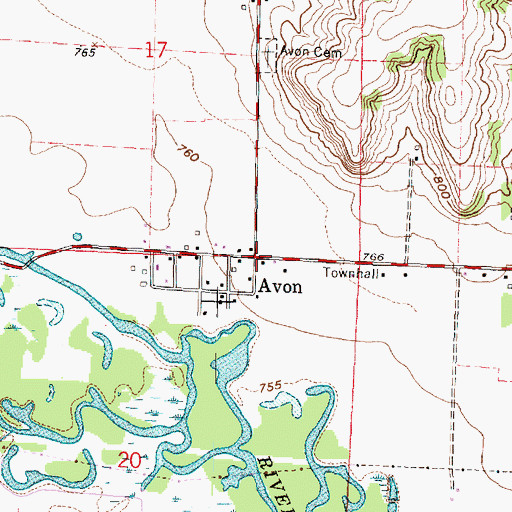Topographic Map of Avon, WI