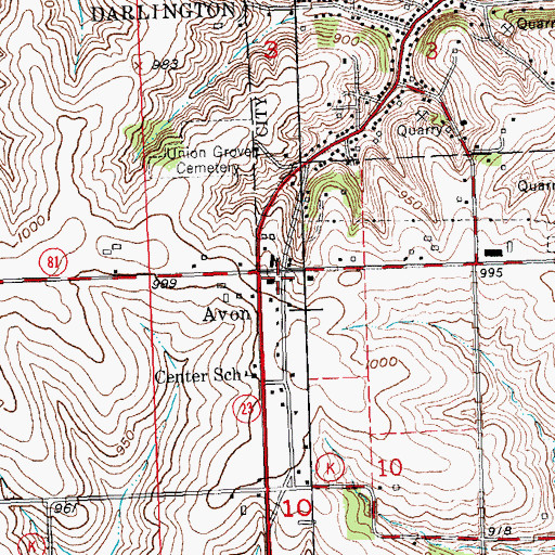 Topographic Map of Avon, WI