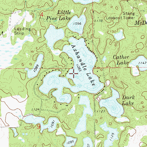 Topographic Map of Axhandle Lake, WI