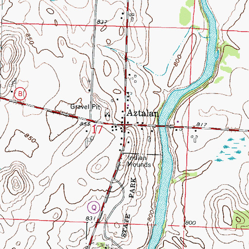 Topographic Map of Aztalan, WI