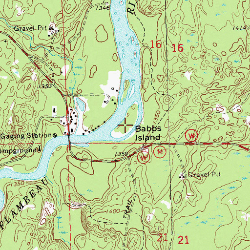 Topographic Map of Babbs Island, WI