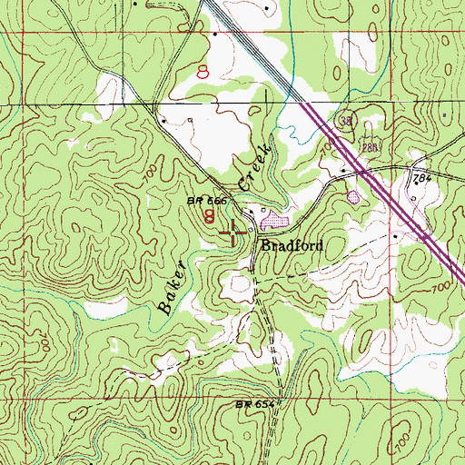 Topographic Map of Bradford, AL