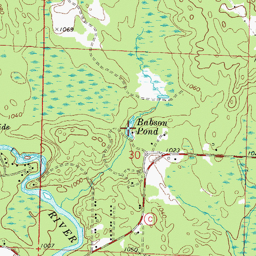 Topographic Map of Babson Pond, WI