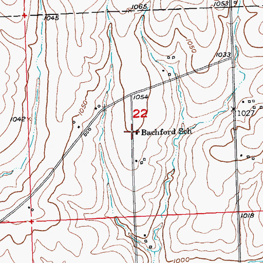 Topographic Map of Bachford School, WI