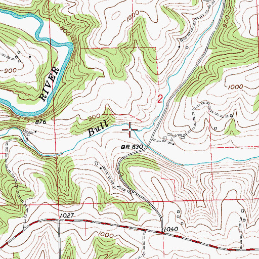 Topographic Map of Bacon Branch, WI