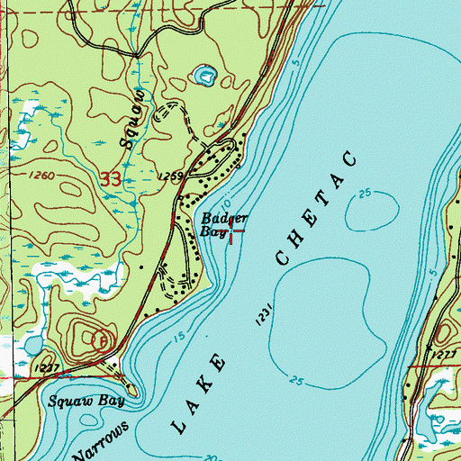 Topographic Map of Badger Bay, WI