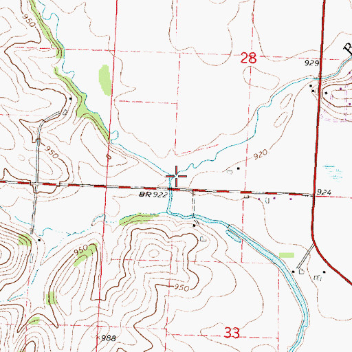 Topographic Map of Badger Mill Creek, WI