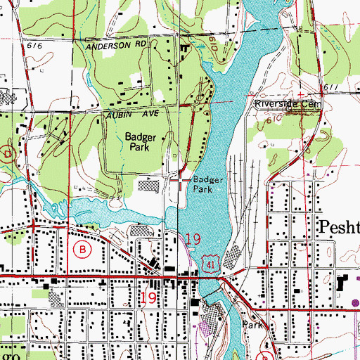 Topographic Map of Badger Park, WI
