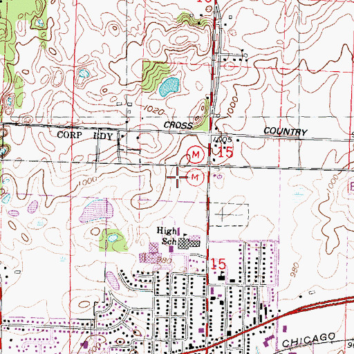 Topographic Map of Badger Ridge Middle School, WI