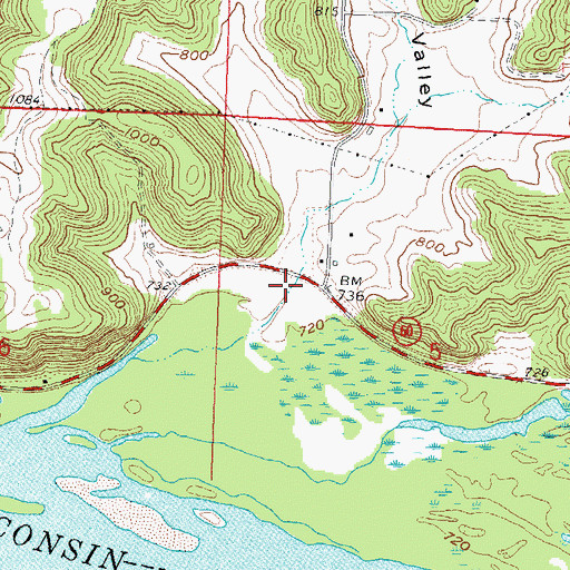 Topographic Map of Badger Valley, WI