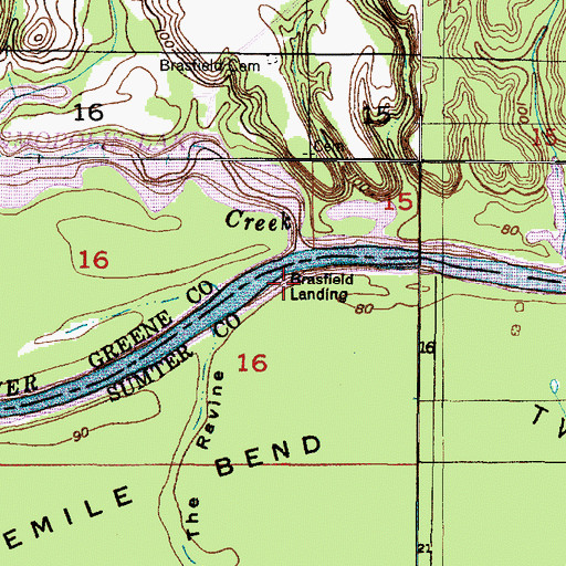Topographic Map of Brasfield Landing, AL
